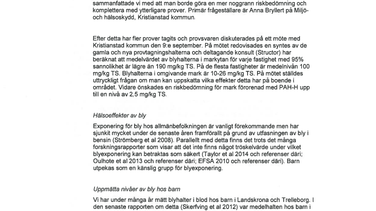 Utlåtande av Arbets- och miljömedicin