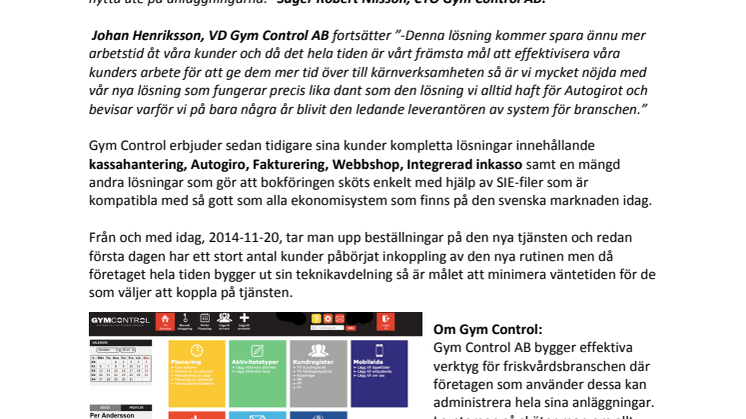 Gym Control AB fortsätter förenkla för gymbranschen!