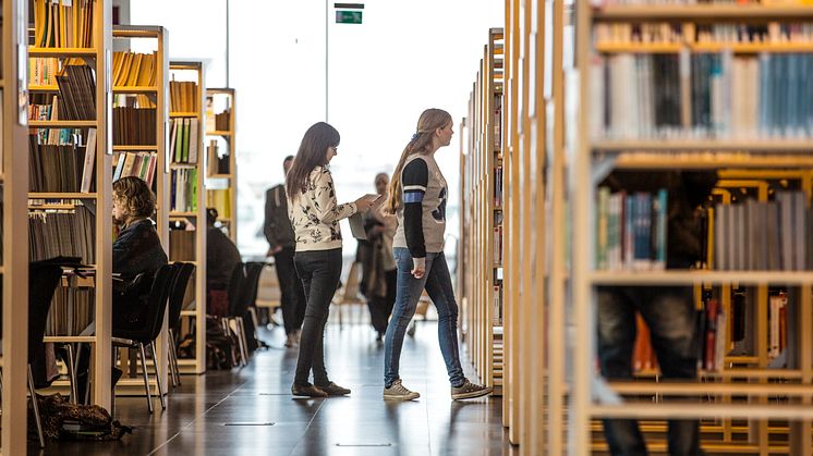 Studenter i bibliotek