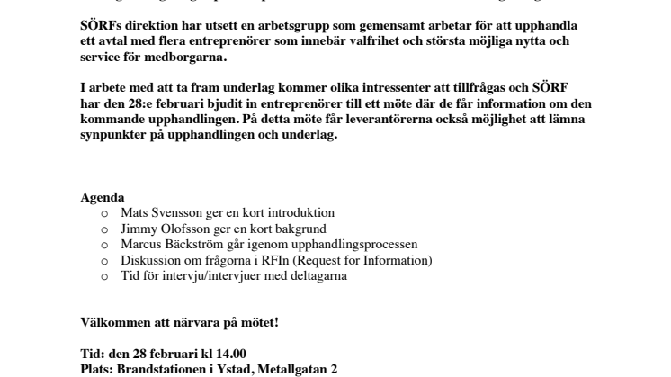 Sotning/rengöring upphör i SÖRFs regi: Möte med utförare inför upphandling