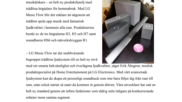 LÅT MUSIKEN FLÖDA I ALLA RUM MED LG MUSIC FLOW