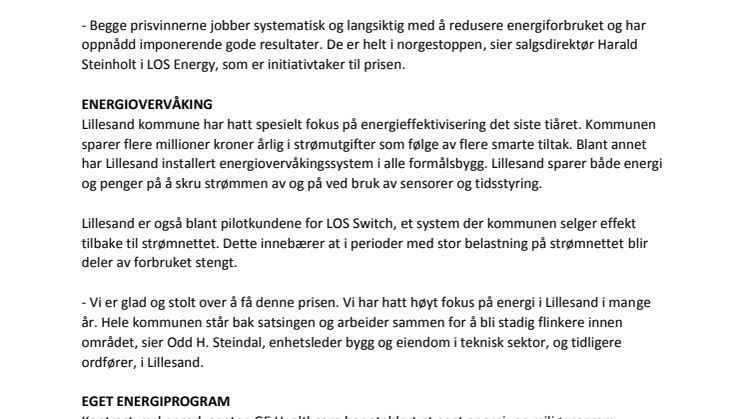 Sørlandets energipris 2015: Lillesand og GE Healthcare til topps