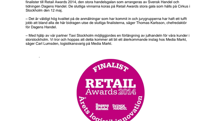 Media Markt till final i årets Retail Awards!