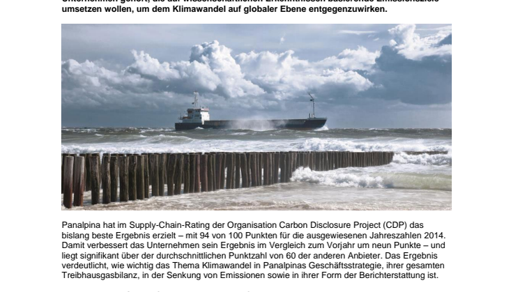 Panalpina erzielt weitere Fortschritte im Carbon Disclosure Project