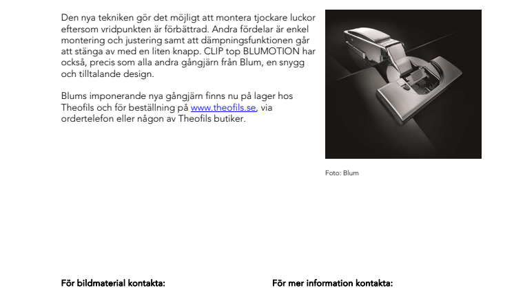 Ny gångjärnsinnovation hos Theofils