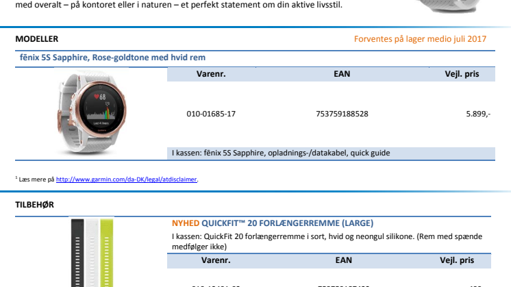 Nyt fashion-multisportsur fra Garmin   fēnix® 5S Sapphire Rose-goldtone