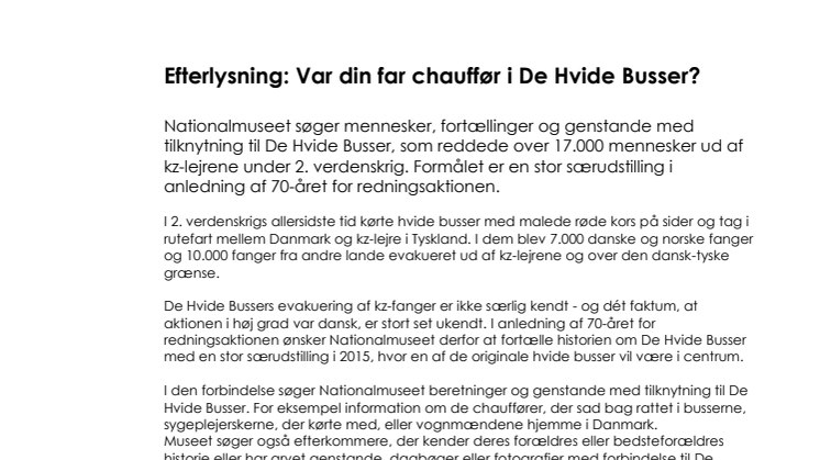 Efterlysning: Var din far chauffør i De Hvide Busser?