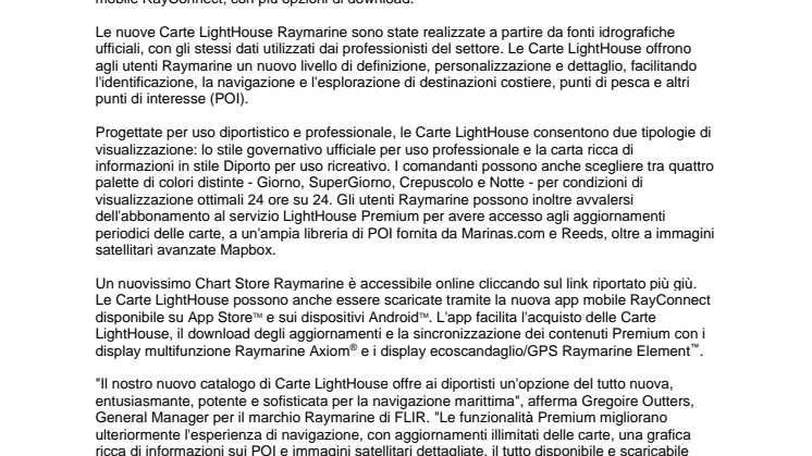  Cartografia LightHouse Raymarine ora disponibile, nuovo Chart Store e nuova app mobile RayConnect