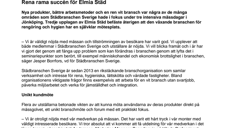 Rena rama succén för Elmia Städ