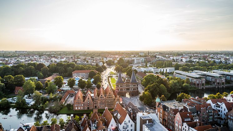 übeck: Luftfoto af den gamle bydel i hansestaden 