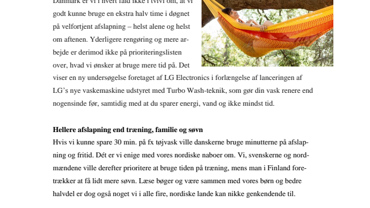 NY NORDISK UNDERSØGELSE FRA LG: DANSKERNE ØNSKER MERE TID TIL AFSLAPNING