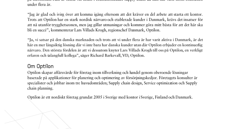 Nytt Optilon kontor i Danmark