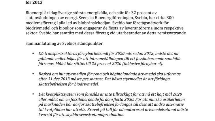 Remissyttrande över Promemorian Vissa skattefrågor inför budgetpropositionen för 2013