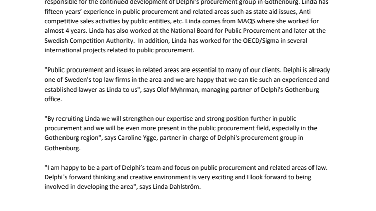 Delphi strengthens its team within public procurement
