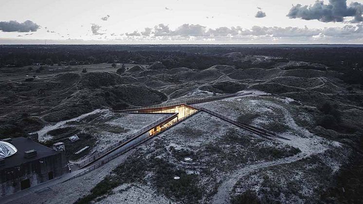 	 Tirpitzmuseet på Danmarks västkust, ritat av Bjarke Ingels Group, BIG, är ett av 134 projekt som kan vinna Nordic Architecture Fair Award