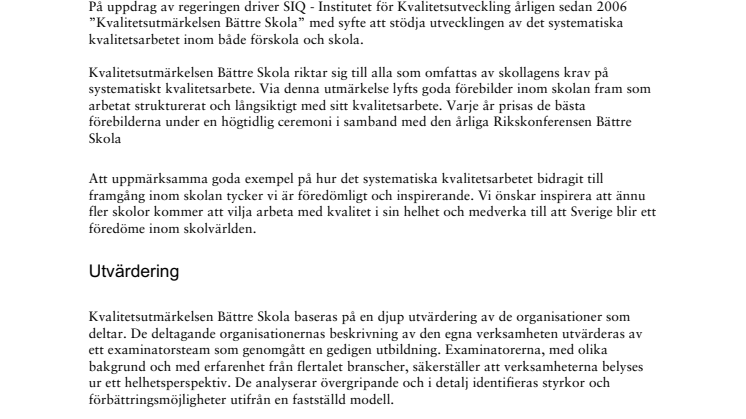 Presentation Kvalitetsutmärkelsen Bättre Skola 2016