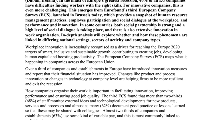 Despite recession, EU companies have difficulties finding workers with the right skills 