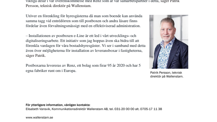Wallenstam inför digitala postboxar i all nyproduktion