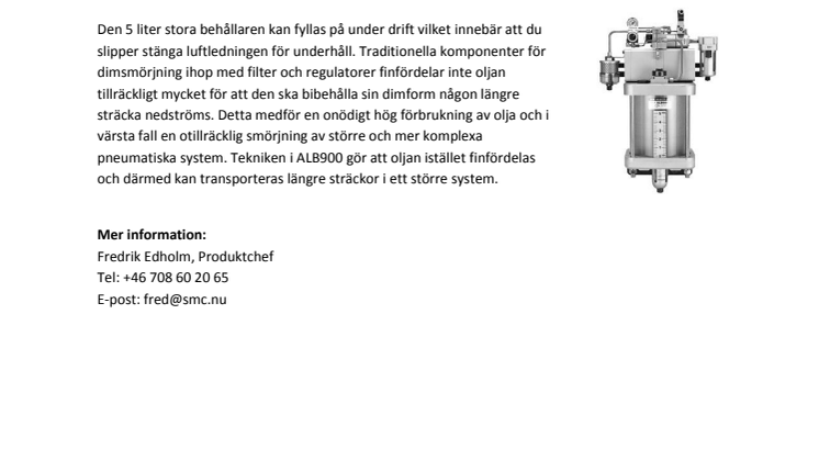 ​Utökat sortiment av dimsmörjare från SMC