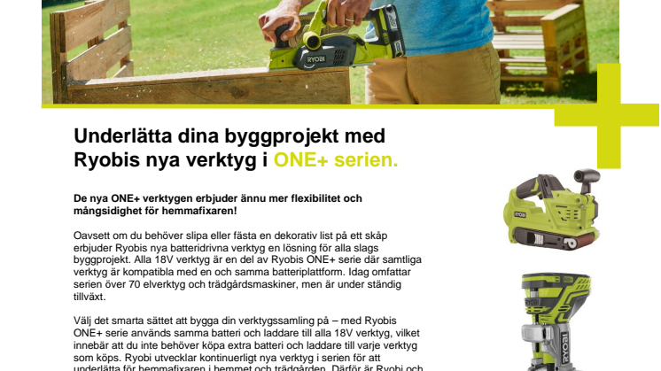 Ryobis nya ONE+ 18V  verktyg för träbearbetning