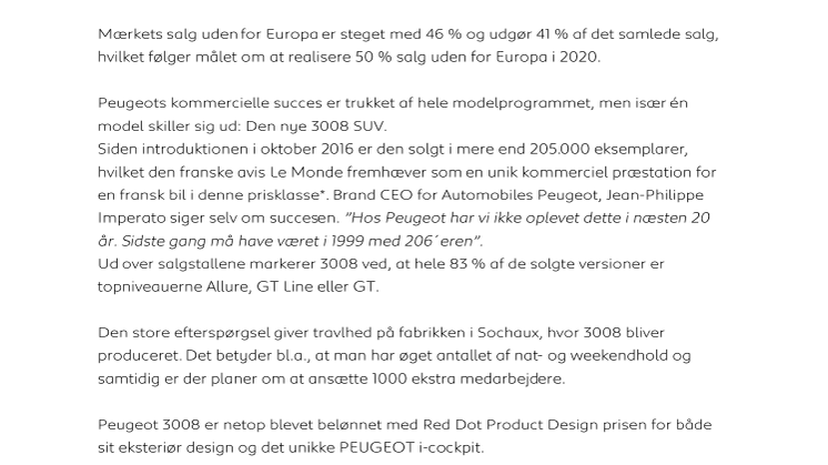 Det globale Peugeot-salg går 15 % frem