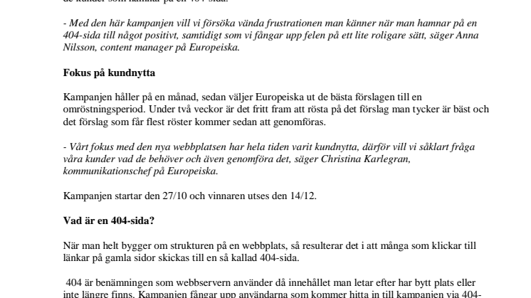 Sveriges första 404-kampanj lanseras på Twitter