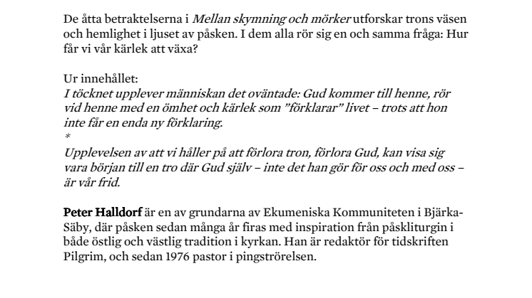 Ny bok av Peter Halldorf