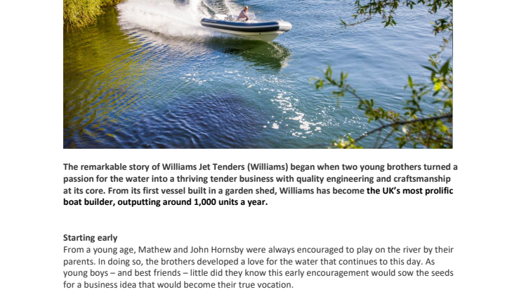 The Marine Technology Experience    Proven by Progress –Williams Jet Tenders–