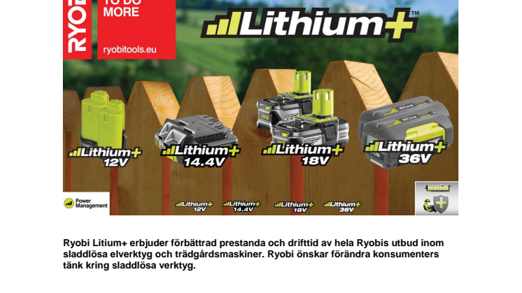 RYOBI® Lithium+ Batteriteknologi