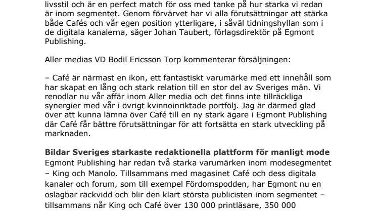Egmont köper Café – blir störst inom manligt mode och livsstil