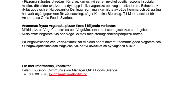 Njut av veganska pizzor från Anamma till fredagsmyset