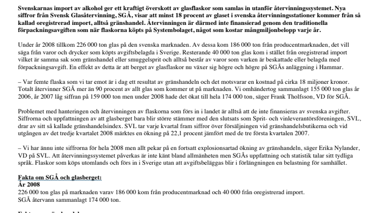 Var femte glasflaska i svenska återvinningssystemet kommer från utlandet