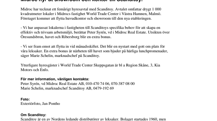 Midroc hyr ut showroom och kontor till Scanditoy!
