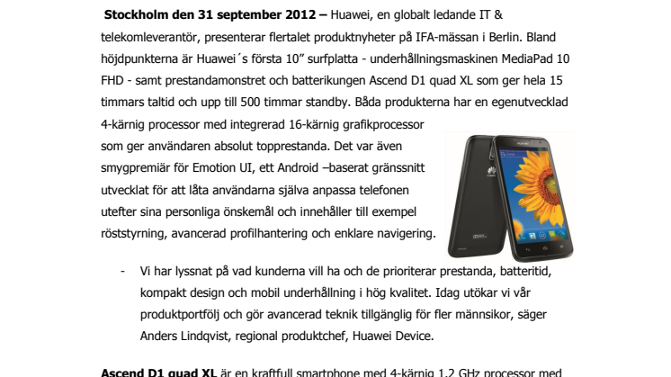 Batteri, prestanda och användarupplevelse i fokus för Huawei på IFA-mässan i Berlin