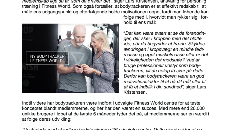 Fitness World får bodytrackere i 140 centre 