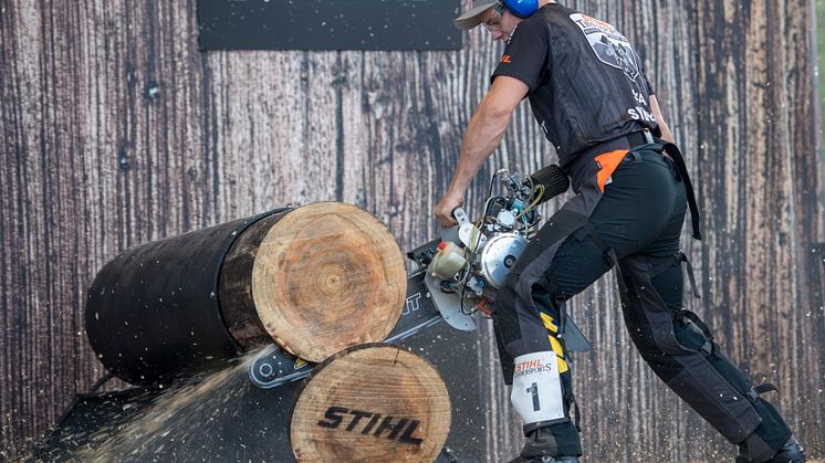 Ferry Svan drømmer om å utføre øvelsen Hot Saw under årets VM. Foto: STIHL TIMBERSPORTS®