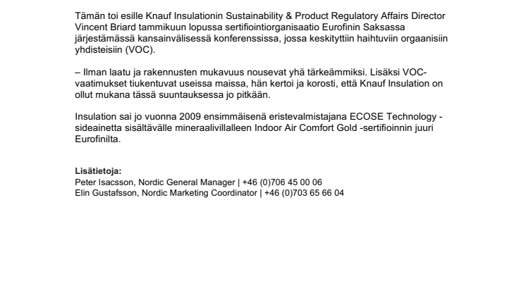 Tiukemmat vaatimukset rakennustuotteille - Knauf Insulation on eturintamassa