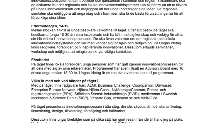Fakta och information om Ungas Idétåg