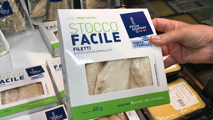 Gryteklare tørrfiskretter i italiensk butikk