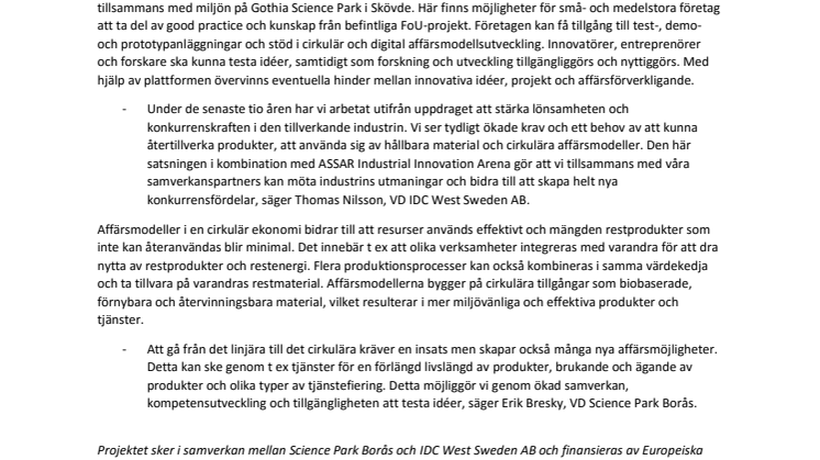 ​Miljonsatsning till Science Park Borås för att utveckla textil samverkansarena