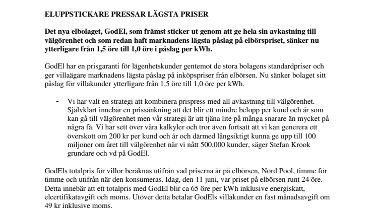 ELUPPSTICKARE PRESSAR LÄGSTA PRISER