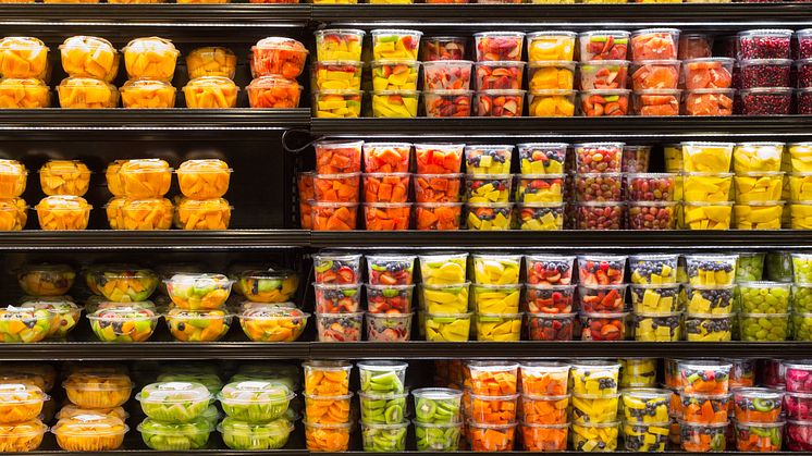 Super market shelves are filled with food wrapped in single-use plastics containing chemicals that may be threatening human and planetary health (Credit: iStock/littleny )