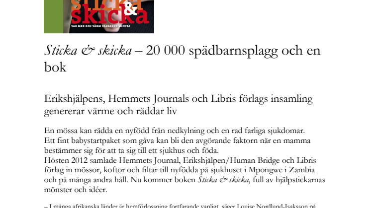 Sticka & skicka – 20 000 spädbarnsplagg och en bok