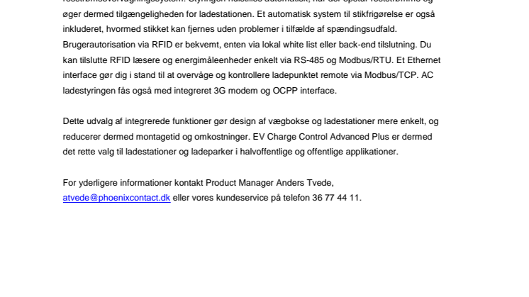 Ny AC ladestyring med udvidede funktioner