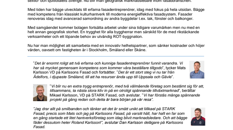 Sveriges största fasadkoncern bildad! 