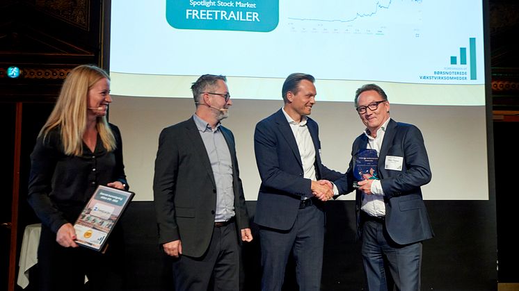 Den deleøkonomiske virksomhed Freetrailer har netop vundet prisen som den virksomhed i Danmark med størst kursstigning siden børsintroduktion. Sejren kom i hus i kategorien: ’Største kursstigning siden IPO – 2022’. Foto: PR.