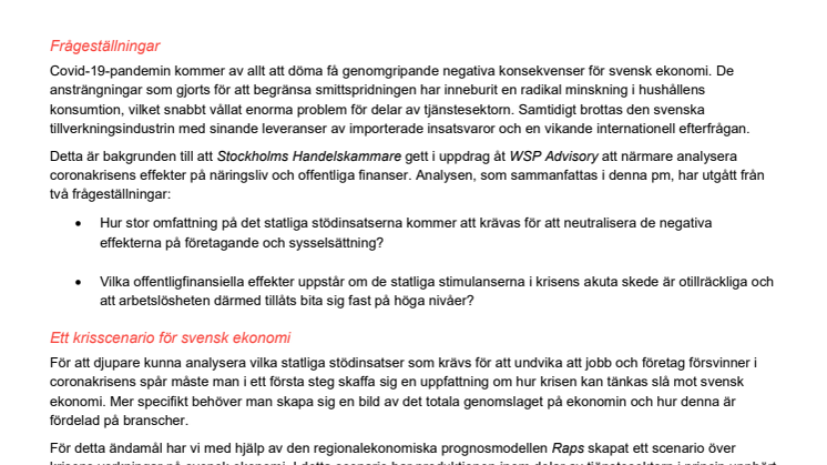 Coronakrisen - effekter på näringsliv och offentliga finanser