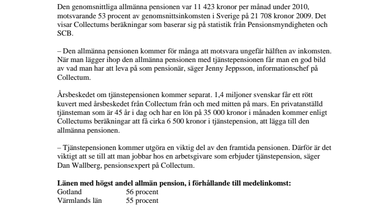 Dags för orange kuvertet 2011: 53 procent av inkomsten till pensionären