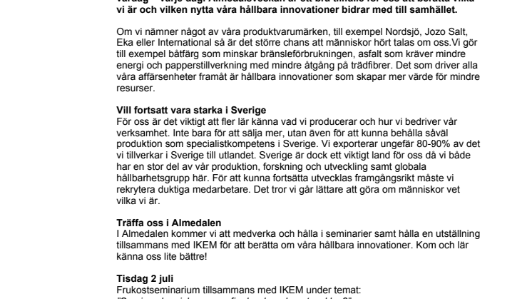AkzoNobel i Almedalen för att säkra en hållbar framtid