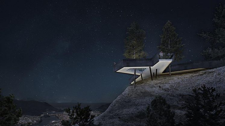 Illustrasjon av Spiraltoppen utsiktspunkt og scene | Illustrasjon LINK arkitektur